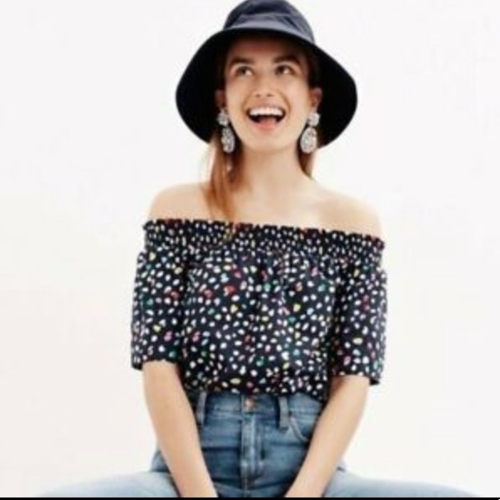 NWOT J. Crew Off The Shoulder Top in Ratti Size 2